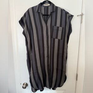 Black and Gray Striped Sleeveless Shirt